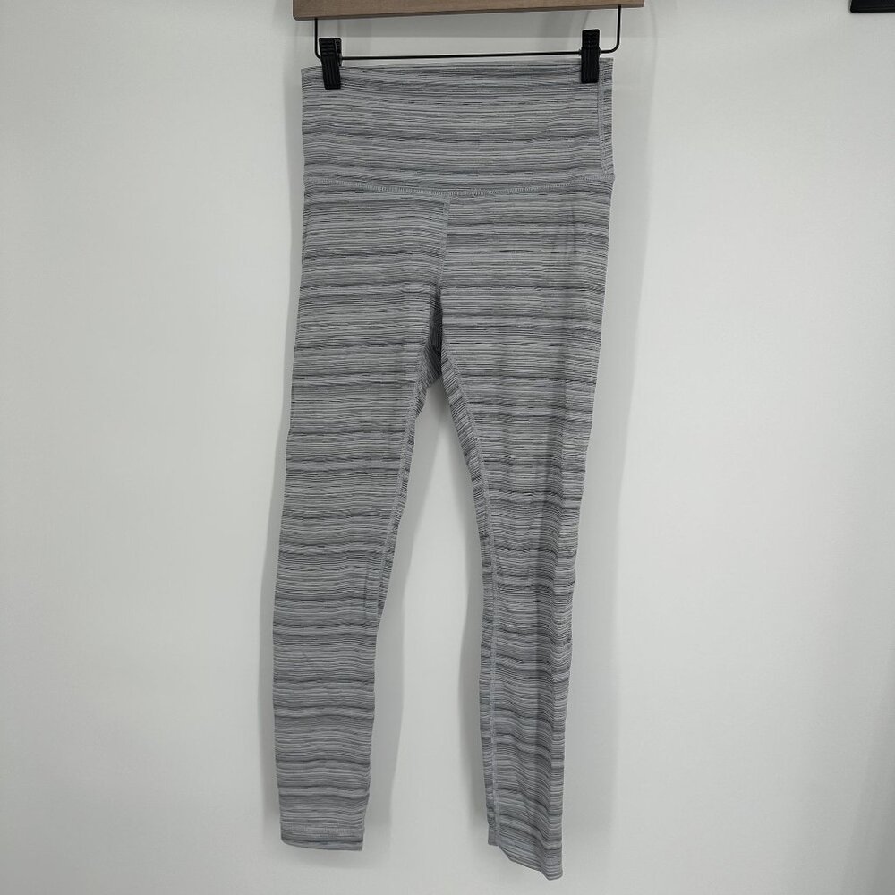 Lululemon High Times Pant-Cyber Stripe White Silver Fox Size 6